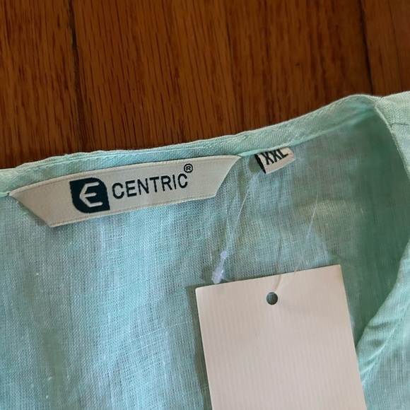 Ecentric Women Teal Green Solid Hemp High low Top Size XXl - Picture 4 of 9